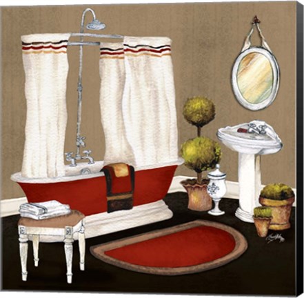 Framed Red Master Bath II Print