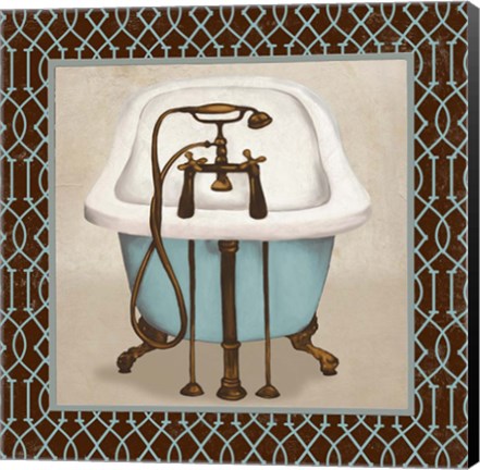 Framed Chic Lattice Bath I Print