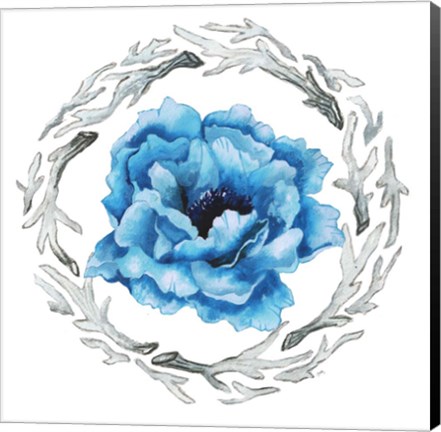 Framed Blue Flower I Print