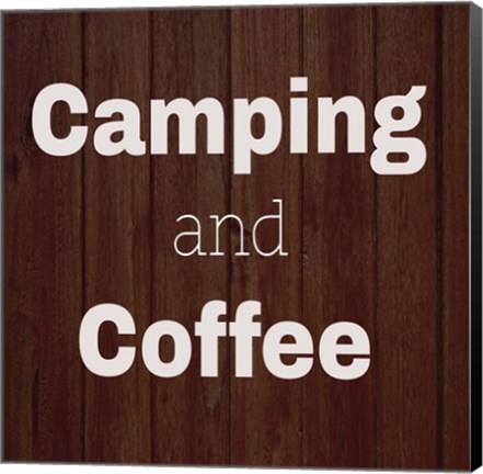 Framed Camping &amp; Coffee Brown Print