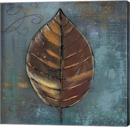 Framed New Leaf VII (blue/grey) Print