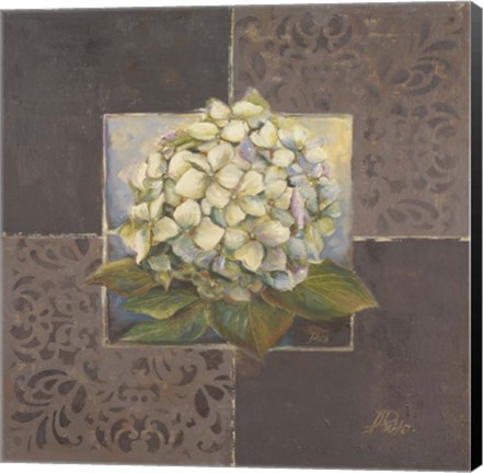 Framed Hydrangeas on Brown II Print