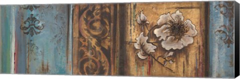 Framed Blue Eclecticism with Floral I Print