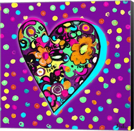 Framed Neon Hearts of Love I Print