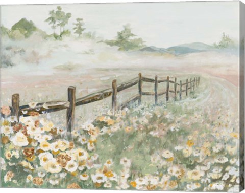 Framed Fence with Flowers Print