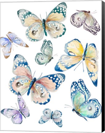 Framed Colorful Isolated Butterflies Print