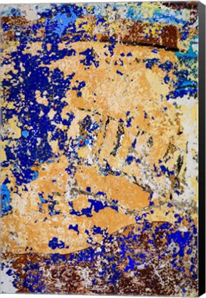 Framed Peeling, Weathered Paint Blue and orange Print