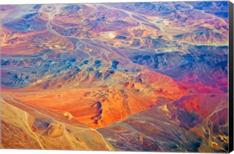 Framed Aerial view of Land Pattern on Atacama Desert, Chile Print