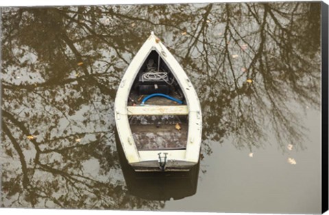 Framed Maine Georgetown Boat and Reflection Print