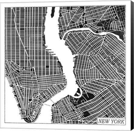 Framed New York Map Black Print