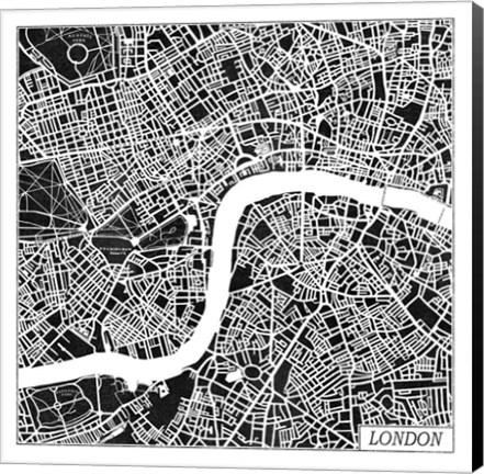 Framed London Map Black Print