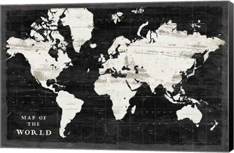 Framed World Map Black Print