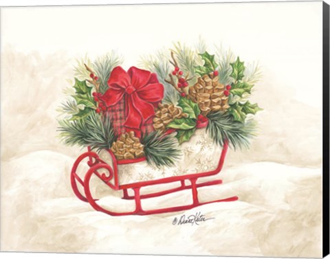 Framed Christmas Lodge Sleigh Print