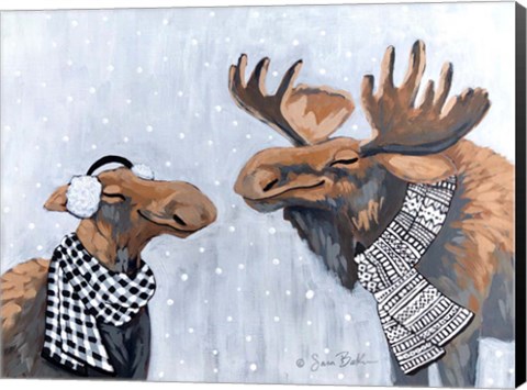 Framed Winter Moose Kisses Print