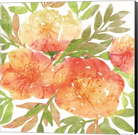 Framed Peachy Floral III Print