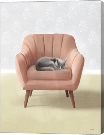 Framed Nap Time Gray Cat Print