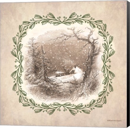 Framed Winter Scene Engraving Print
