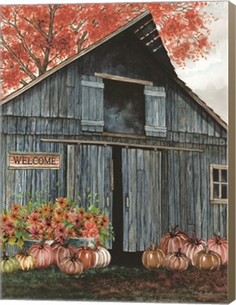 Framed Welcome Fall Barn Print