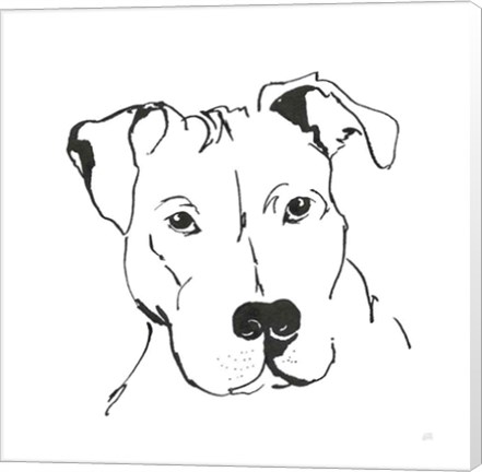 Framed Line Dog Pitbull II Print