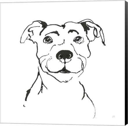 Framed Line Dog Pitbull I Print