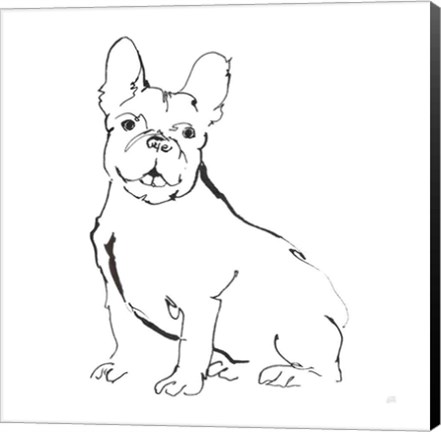 Framed Line Dog French Bulldog II Print