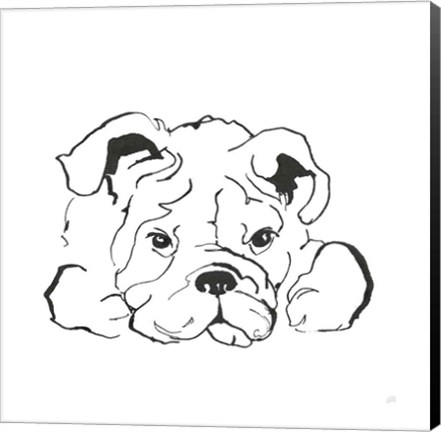 Framed Line Dog Bulldog II Print
