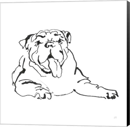 Framed Line Dog Bulldog I Print