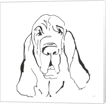 Framed Line Dog Bloodhound I Print