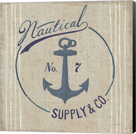 Framed Floursack Nautical IX Burlap Print