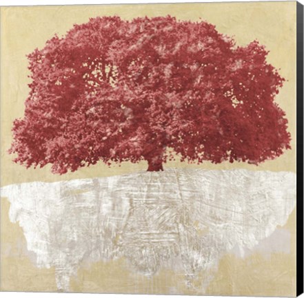 Framed Red Tree on Gold Print