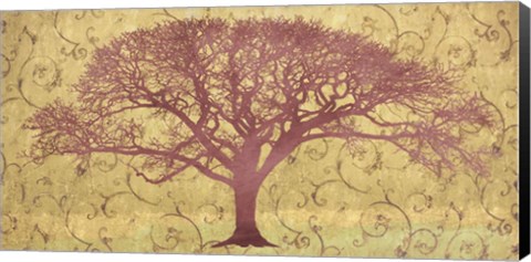 Framed Tree on a Gold Brocade Print