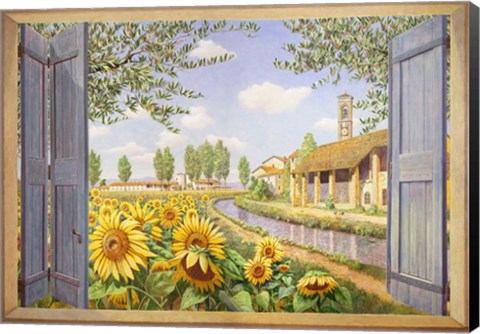 Framed Casolare tra i Girasoli Print