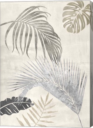 Framed Palm Leaves Silver II Print