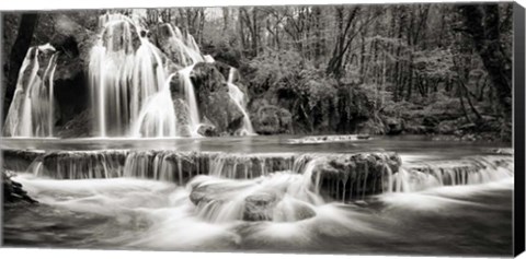 Framed Waterfall in a forest (BW) Print