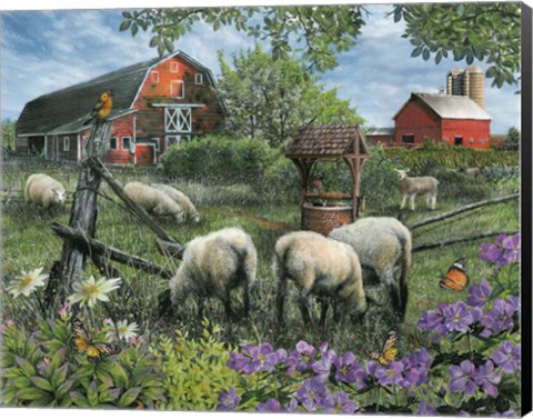 Framed Pleasant Valley Sheep Farm Print