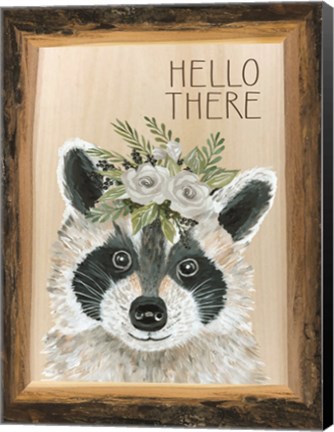 Framed Hello There Raccoon Print