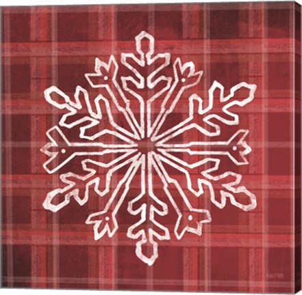 Framed Red Plaid Snowflakes Print