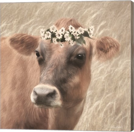 Framed Floral Cow II Print