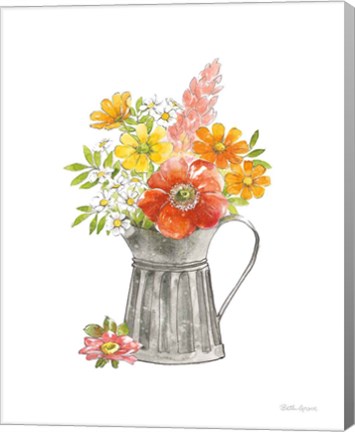 Framed Farmhouse Floral VII White Print