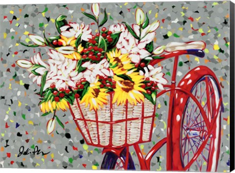 Framed Bicycle Bouquet Print