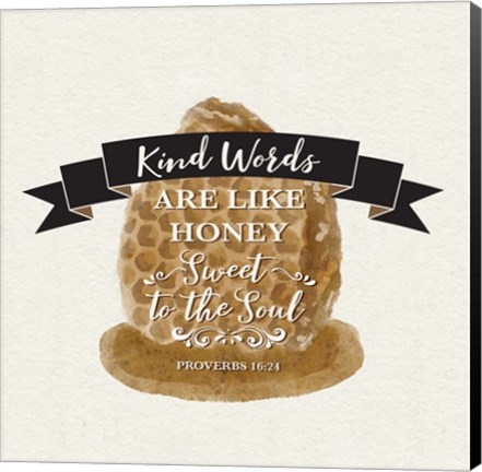 Framed Bee Hive Sentiment II-Kind Words Print