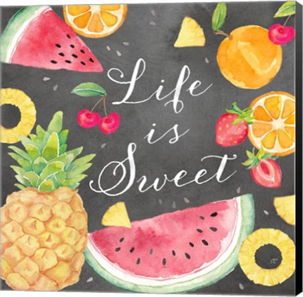 Framed Fresh Fruit Sentiment black I-Sweet Print