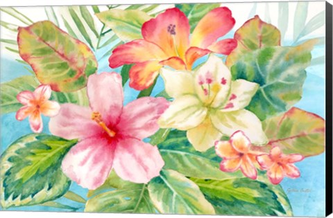 Framed Tropical Island Florals landscape Print