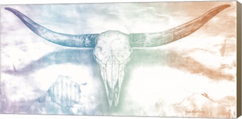 Framed Longhorn II rainbow Print