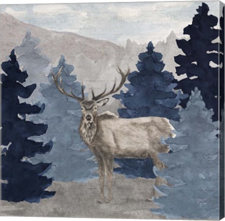 Framed Blue Cliff Mountains scene III-Elk Print