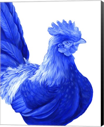 Framed Blue Rooster I Print