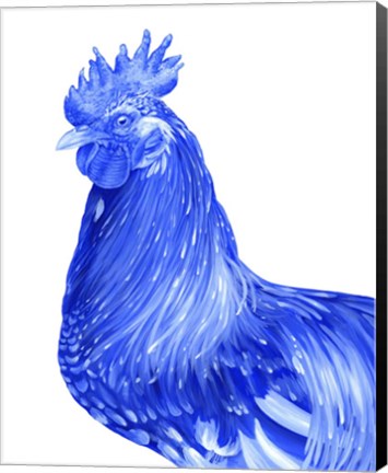 Framed Blue Rooster II Print