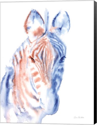 Framed Copper and Blue Zebra Print