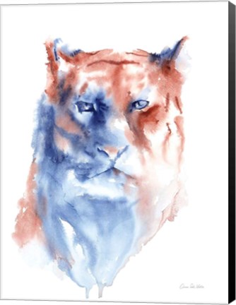 Framed Copper and Blue Lioness Print