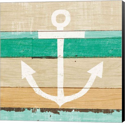 Framed Beachscape III Anchor Green Print